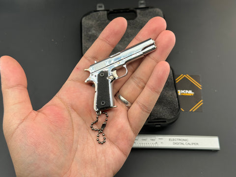 KNL Hobby M1911 silver color 1/3 scale diecast alloy model keychain fidget toys, decompress toys pistol model keychain