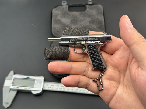 KNL Hobby M1911 silver color 1/3 scale diecast alloy model keychain fidget toys, decompress toys pistol model keychain