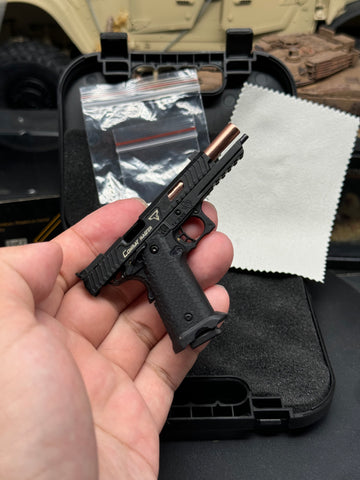 KNL Hobby Limited version Mini 1/3 Scale alloy Pistol model keychain TTI STI 2011 XT Combat Master JW4 Model Keychain John Wick 4 TTI Keychain Alloy Handgun Shape Model Keychain Fidget Toy Keychain + Collectible Model Storage Suitcase