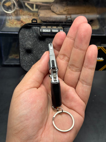 KNL Hobby Mini 1/3 Scale alloy revolver M500 slivery gunmetal gray color model keychain Alloy Handgun Shape Model Keychain Fidget Toy Keychain + Collectible Model Storage Suitcase Static model can not shoot!