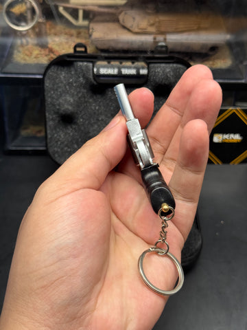 KNL Hobby Mini 1/3 Scale alloy revolver M500 slivery gunmetal gray color model keychain Alloy Handgun Shape Model Keychain Fidget Toy Keychain + Collectible Model Storage Suitcase Static model can not shoot!