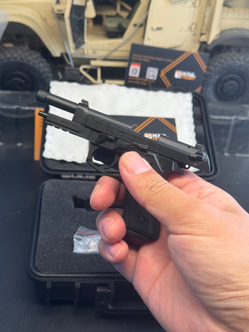 KNL Hobby B M9A3 1/2.05 scale Pistol black color pistol model bullet ejection function + 6 bullets model handgun model alloy toy Scale Mini M9A3 Pistol Aolly Model +collectible Storage Suitcase limited version Can not shoot