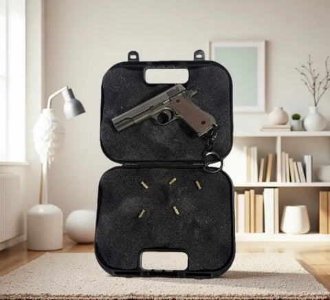 KNL Hobby 1/3 ratio M1911 Pistol Grey Gun metallic  pistol model bullet ejection function + 5 bullet model pistol model alloy toy size mini M1911 alloy model + collectible storage luaggage limited edition cannot shoot