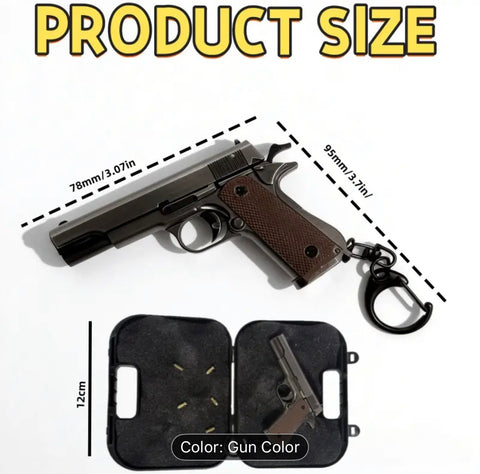 KNL Hobby 1/3 ratio M1911 Pistol Grey Gun metallic  pistol model bullet ejection function + 5 bullet model pistol model alloy toy size mini M1911 alloy model + collectible storage luaggage limited edition cannot shoot