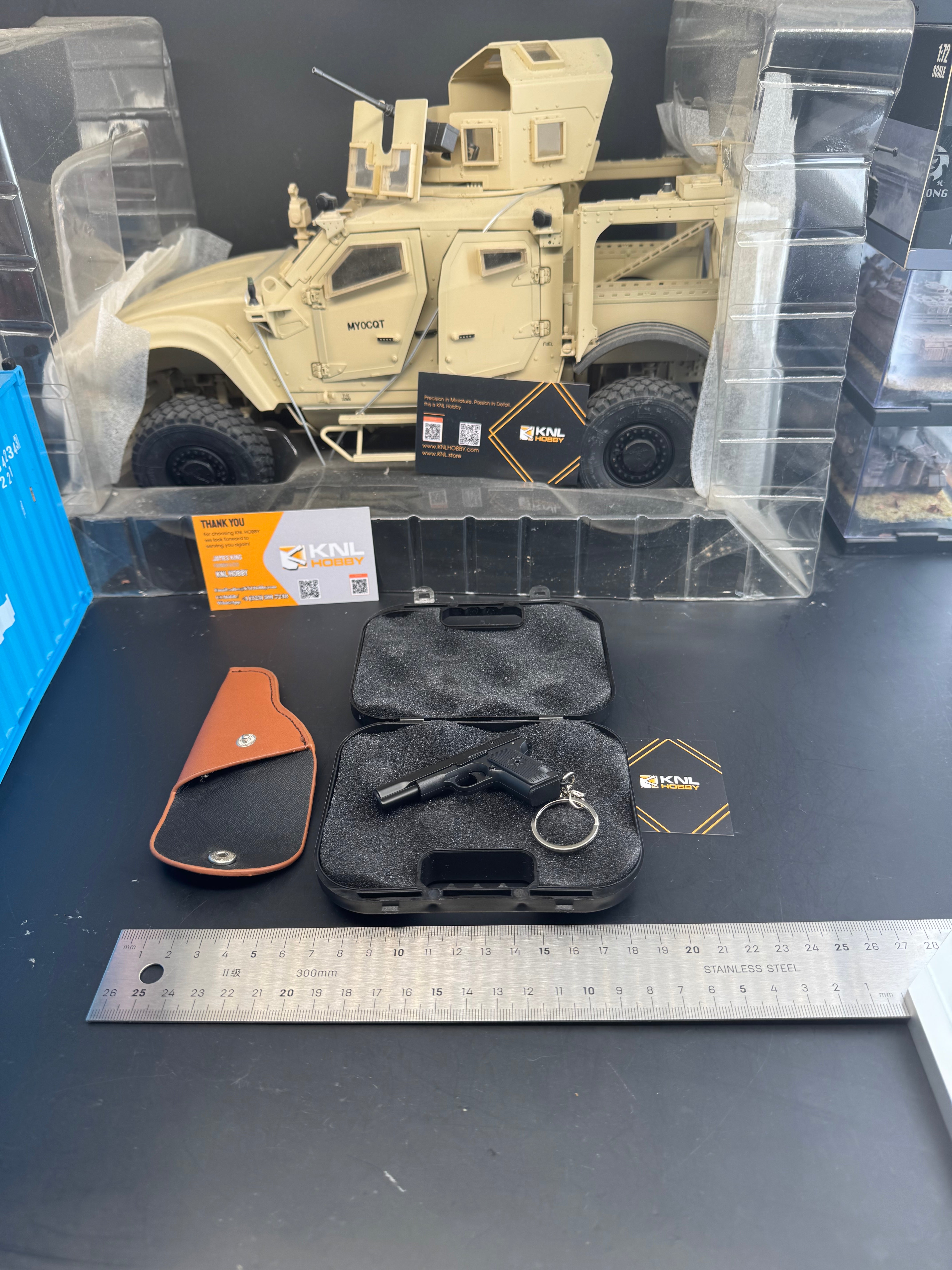KNL HOBBY 1/3 Scale TT33 Style 54 style Pistol Keychain, Alloy Diecast plastic Model with holster, Mini Handgun Collectible Toy with Storage Case, Non-Firing