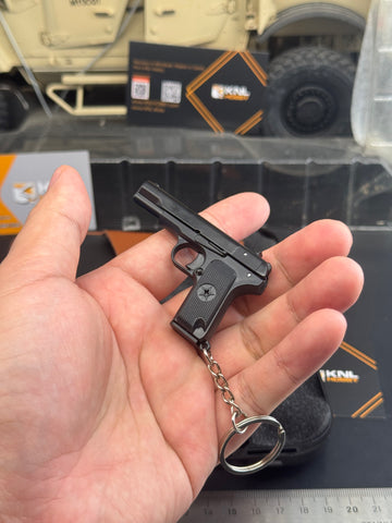 KNL HOBBY 1/3 Scale TT33 Style 54 style Pistol Keychain, Alloy Diecast plastic Model with holster, Mini Handgun Collectible Toy with Storage Case, Non-Firing
