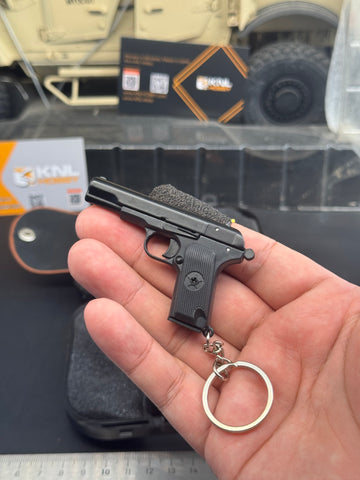 KNL HOBBY 1/3 Scale TT33 Style 54 style Pistol Keychain, Alloy Diecast plastic Model with holster, Mini Handgun Collectible Toy with Storage Case, Non-Firing