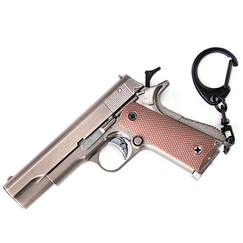 KNL Hobby 1/3 ratio M1911 Pistol Grey Gun metallic  pistol model bullet ejection function + 5 bullet model pistol model alloy toy size mini M1911 alloy model + collectible storage luaggage limited edition cannot shoot