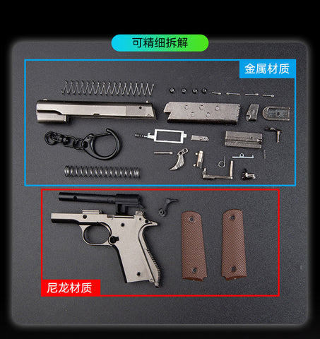 KNL Hobby 1/3 ratio M1911 Pistol Grey Gun metallic  pistol model bullet ejection function + 5 bullet model pistol model alloy toy size mini M1911 alloy model + collectible storage luaggage limited edition cannot shoot