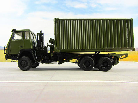 KNL Hobby Diecast Truck 1:43 scale Steyr Container truck for Chinese army Military Shan Xi Automobile PLA heavy Container truck