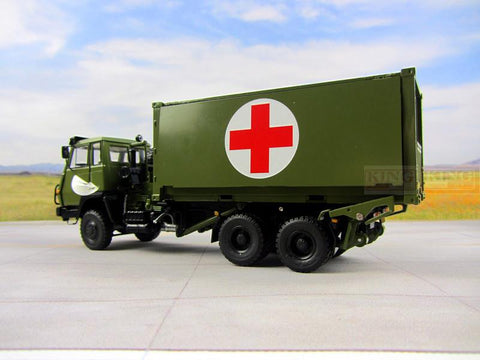KNL Hobby Diecast Truck 1:43 scale Steyr Truck Medical Truck for Chinese army Military Shan Xi Automobile red cross truck PLA heavy Container truck