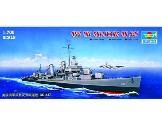 Trumpeter 1/700 scale model 05731 US Navy Fletcher level DD-537 "Sullivan" destroyer