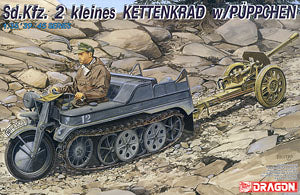 1/35 scale model Dragon 6114 Sd.Kfz.2 semi-track tractor and "doll" ralph lauren pas cher, 88mm anti-tank gun