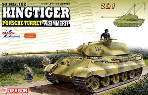 1/35 scale model Dragon 6848 Tiger King Warrior Porschea turret and Zimeli magnetic cover (including lifting crane)