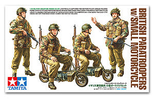TAMIYA 1/35 scale models 35337 British paratrooper and drop folding motorcycle