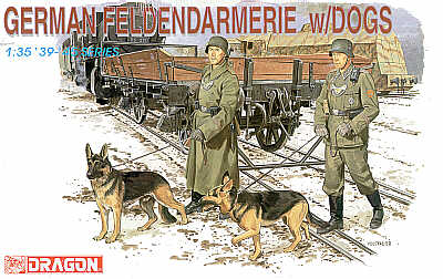 1/35 scale model Dragon 6098 World War II German field gendarmerie and army dogs