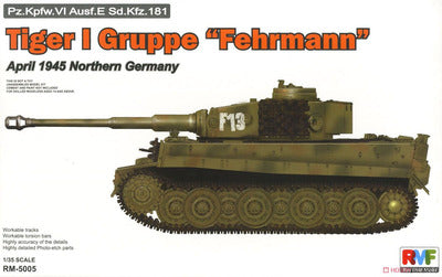 Rye field model 1/35 scale  RM5005 6 "Feierman battle group Aisol 1945" Tiger I Gruppe Pz. Kpfw. VI Ausf.E Sd. Kfz.181 tank