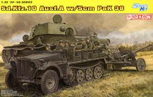 1/35 scale model Dragon 6732 Sd.Kfz.10 Ausf.A semi-track tractor and Pak38 anti-tank gun