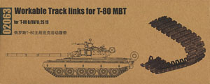 Trumpeter 1/35 scale model 02063 Russian T-80 series main battle tank with movable link track