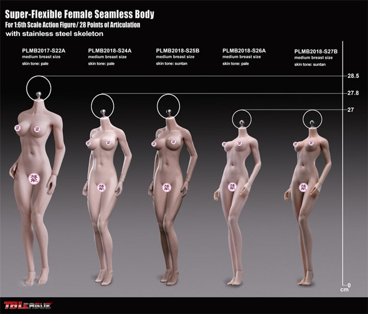 TBLeague headless steel female body Super Flexible Female Seamless body 1/6 scale action figure S24A S25B S26A S27B