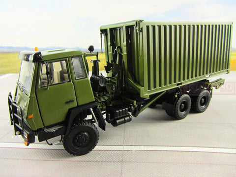 KNL Hobby Diecast Truck 1:43 scale Steyr Container truck for Chinese army Military Shan Xi Automobile PLA heavy Container truck