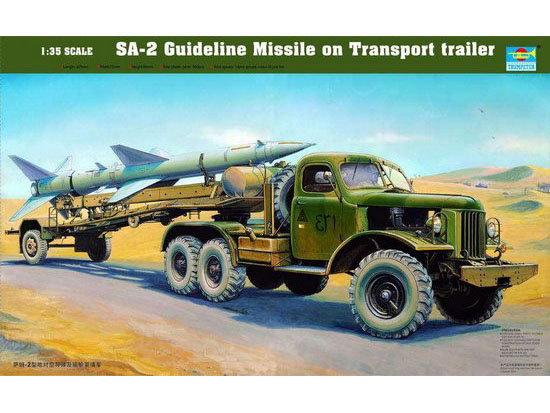 Trumpeter 1/35 scale model 00204 SAM-2 surface-to-air missiles and transport trucks
