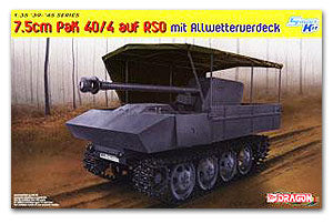 1/35 scale model Dragon 6679 RSO (Eastern Tractor) equipped with 7.5cm Pak40 / 4 self-anti-tank gun and raft