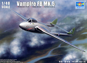 Trumpeter 1/48 scale model 02874 de Havillon Vampire FB.5 Fighter Bombera