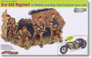 1/35 scale model Dragon 6586 British 2nd Special Air Service and Drop Collapse Motorcycle France 1944