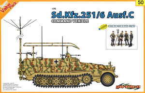 1/35 scale model Dragon 9150 Sd.Kfz.251 / 6C semi-track armored vehicle command and the German Army officer group