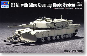 Trumpeter 1/72 scale tank models 07277 M1A1 "Abrams" main battle tanks and mine clearance shovels