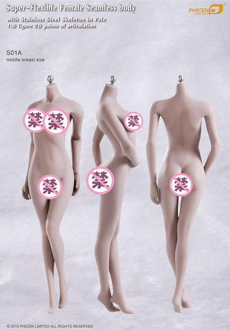 PHICEN TBleague Super Flexible Female Seamless body with stinless stell skeleton in pale 1/6 figure S01A S04B S07C S10D