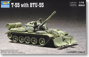 Trumpeter 1/72 scale tank models 07284 T-55 Medium Tank and BTU-55 Minesweeper Rolling