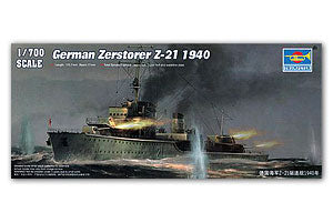 Trumpeter 1/700 scale model 05792 German Navy Z-Class "Z-21" destroyer 1940