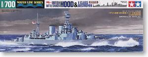 TAMIYA, 1/700, scale, model 31806, British Royal Navy hood, Corvette, and class E destroyer
