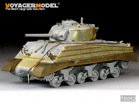 Voyager model metal etching sheet TE052 "Sherman" is a metal etch for trailers used in camouflage of medium sized combat vehicles