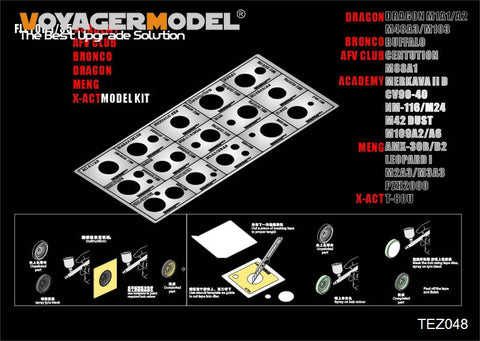 Voyager model metal etching sheet TEZ048 modern tracked armored vehicle loading wheel rubber rim leakage spray metal etching -2