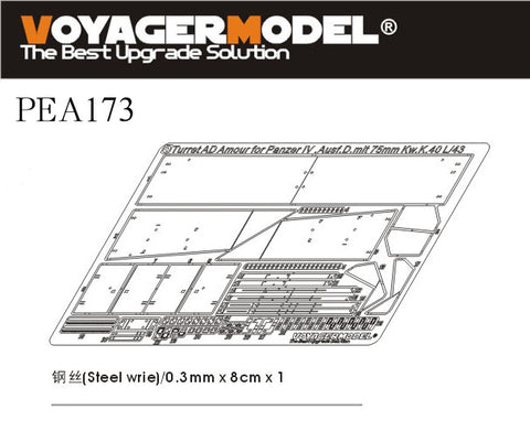 Voyager PEA173 4 tank D(Kw.K .40 L/43) turret additional armor modification etching pieces