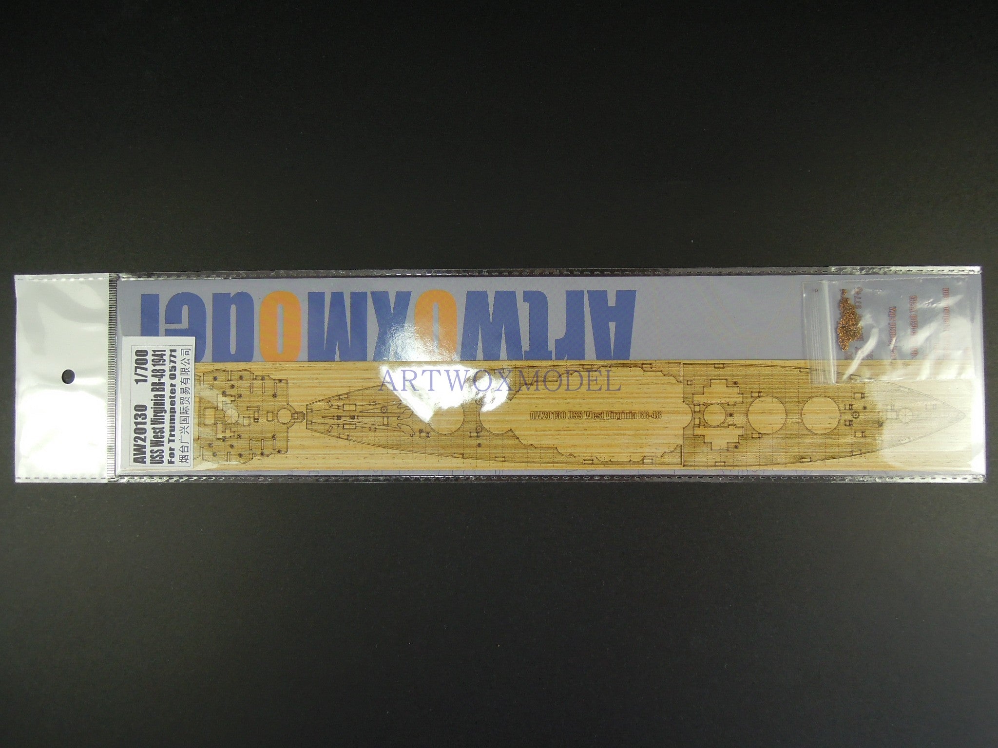 Artwox model wooden deck for trumpeter 05771 USS west Virginia 1941 wood deck aw 20130