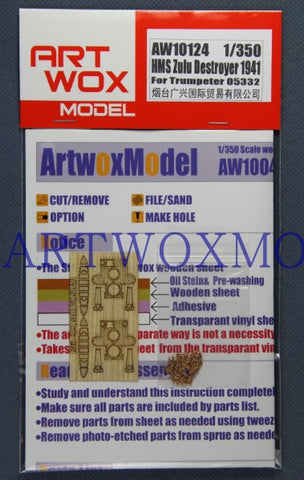 Artwox model wooden deck for trumpeter 05332 Royal Navy "Zulu" 1941 wooden deck AW10124