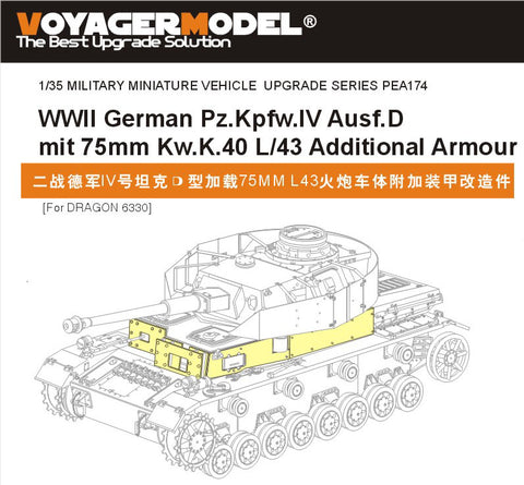 Voyager PEA174 4 chariot D (Kw.K.40 L/43) vehicle body additional armor modification used for etch