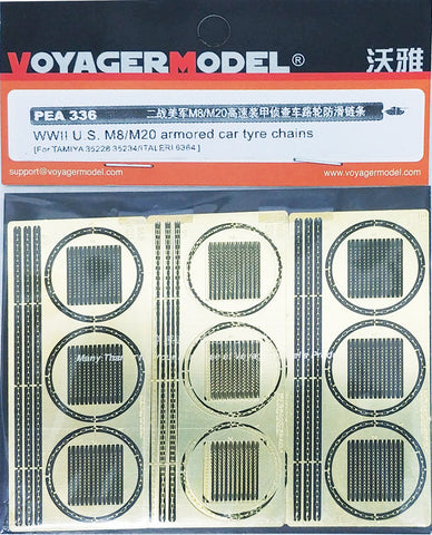 Voyager Model Metal Etching sheet PEA336 World War II M8/M20 high speed armored vehicle wheel skid chain