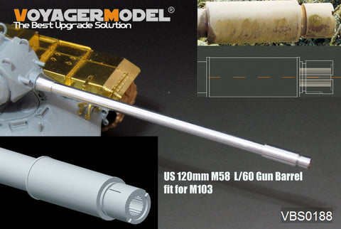 Voyager VBS0188 M58 120mm L / 60 Metal Gun Tubes for M103 heavy War vehicles