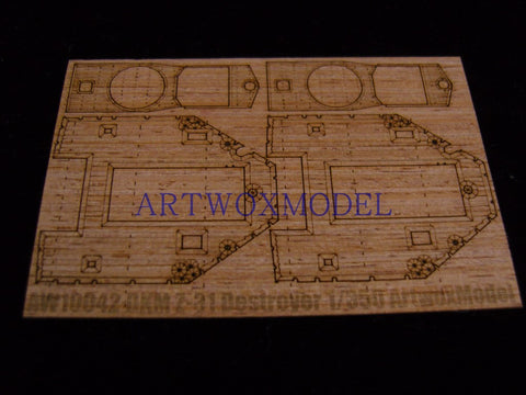 Artwox model wooden deck for Dragon 1054 german navy class z - 31 destroyer wooden deck aw 10042