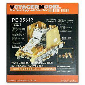 Voyager PE35313 1 B chassis is equipped with 15CM s.IG.33 self propelled heavy infantry gun for etching.