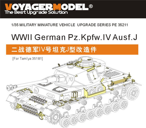 Voyager model metal etching sheet PE35211 World War II German IV tank J reconstruction(with Tian Gong 35181)