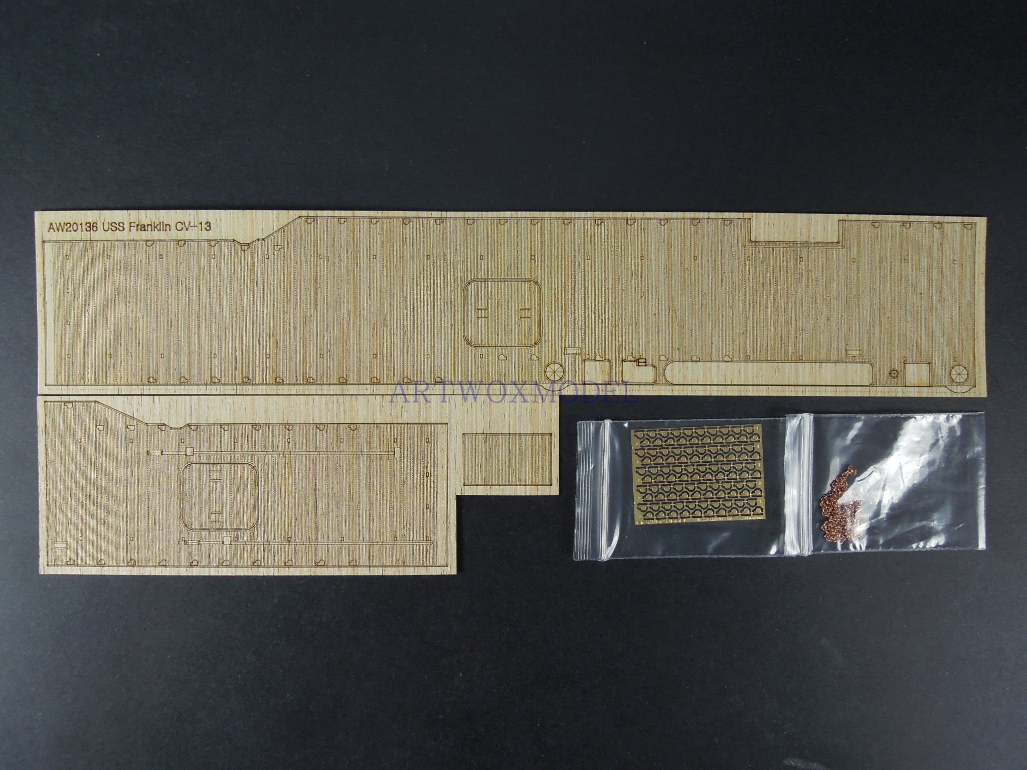 ARTWOX Model Wooden Deck for Trumpeter 05730 US Navy CV-13 Franklin Aircraft Carrier Wood Deck AW201286