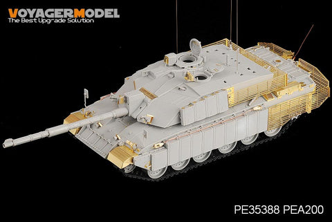 Voyager PEA200 Challenger 2 main battle tank with fencing additional armor upgrade metal etching