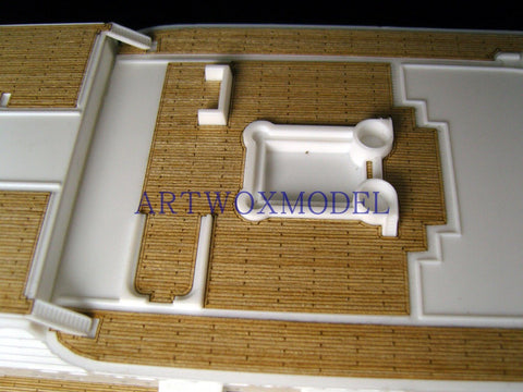 Wooden decks of Revell 05223 handicraft box; wooden deck of queen Mary II; wooden deck AW50028 of supership Mary II