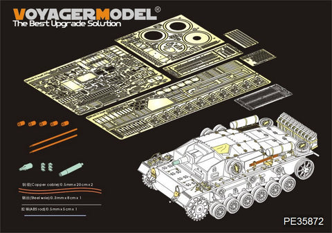 Voyager model metal etching sheet PE35872 World War II German army III assault weapon C/D Africa military reform